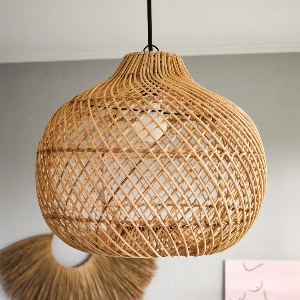 Ritta Design LED Rattan Sospensione Legno Camera da letto Soggiorno