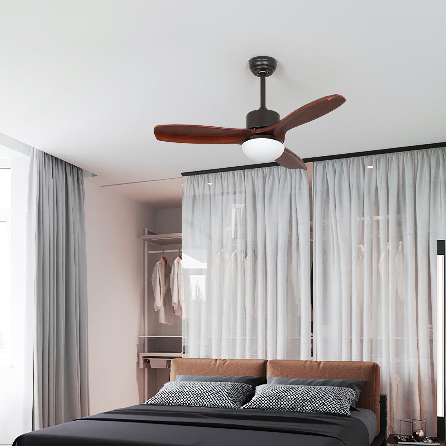 Dettaglio della sorgente luminosa LED integrata sul ventilatore Brivel.