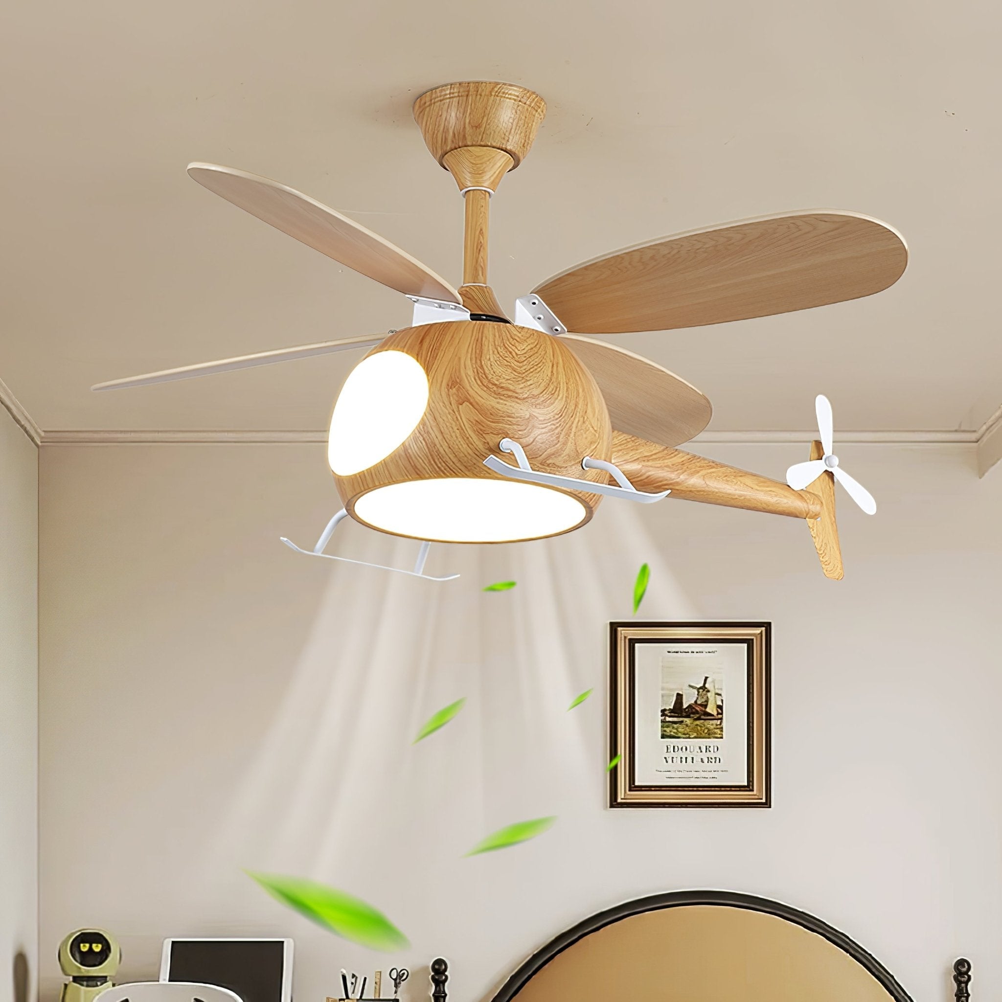 Dettaglio delle pale in ABS del ventilatore da soffitto Aviara
