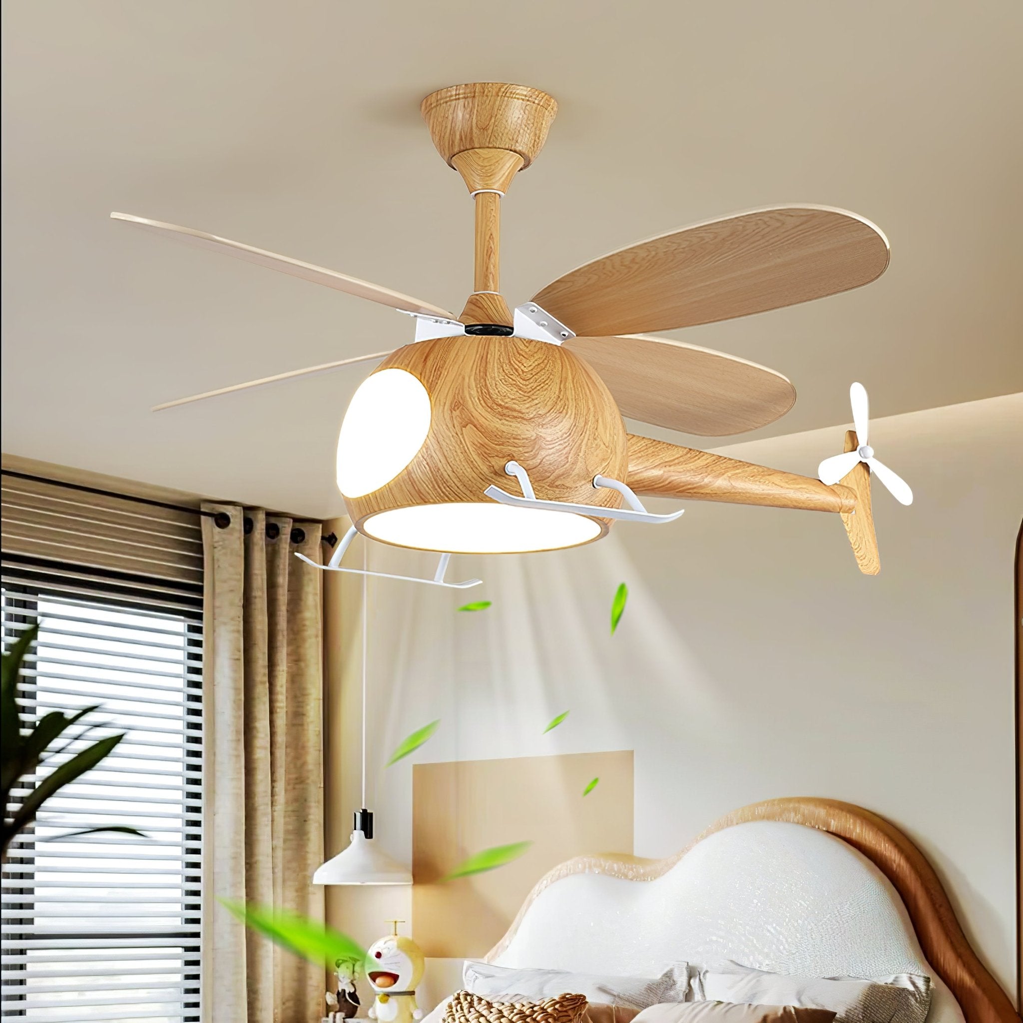 Primo piano del LED integrato del ventilatore con luce Aviara