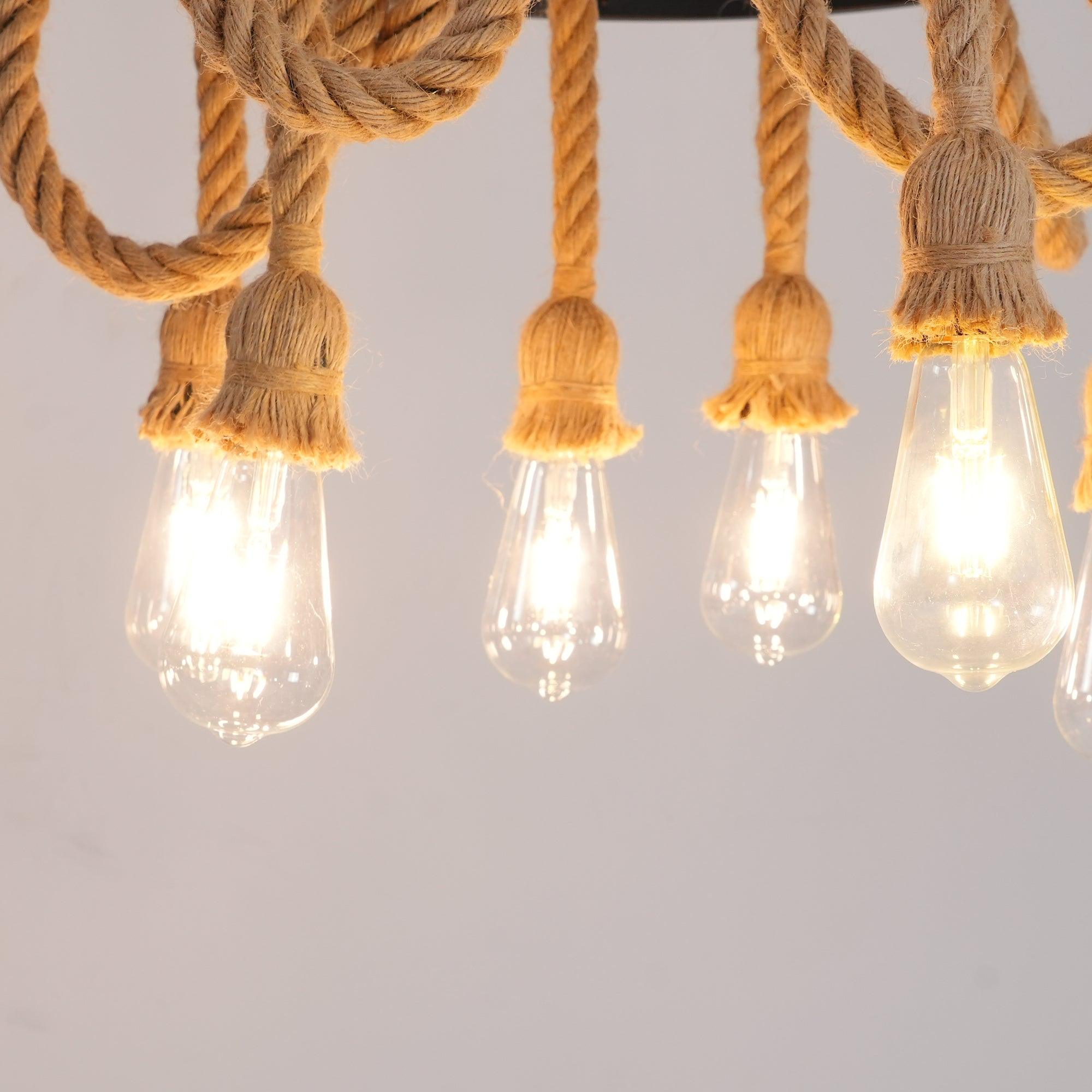 Hemp Rope Industrial Six Head Chandelier - Blowlighting