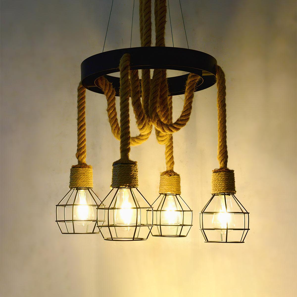 Hemp Rope Industrial Starfall Chandelier - Blowlighting