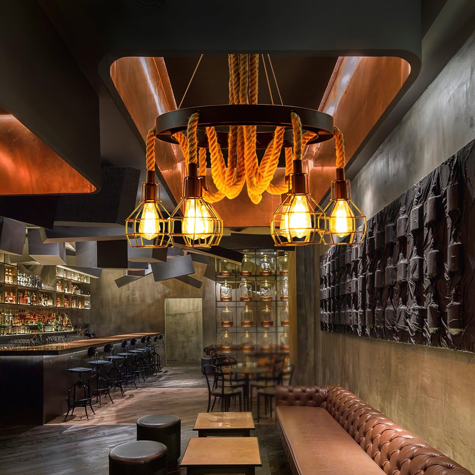 Hemp Rope Industrial Starfall Chandelier - Blowlighting