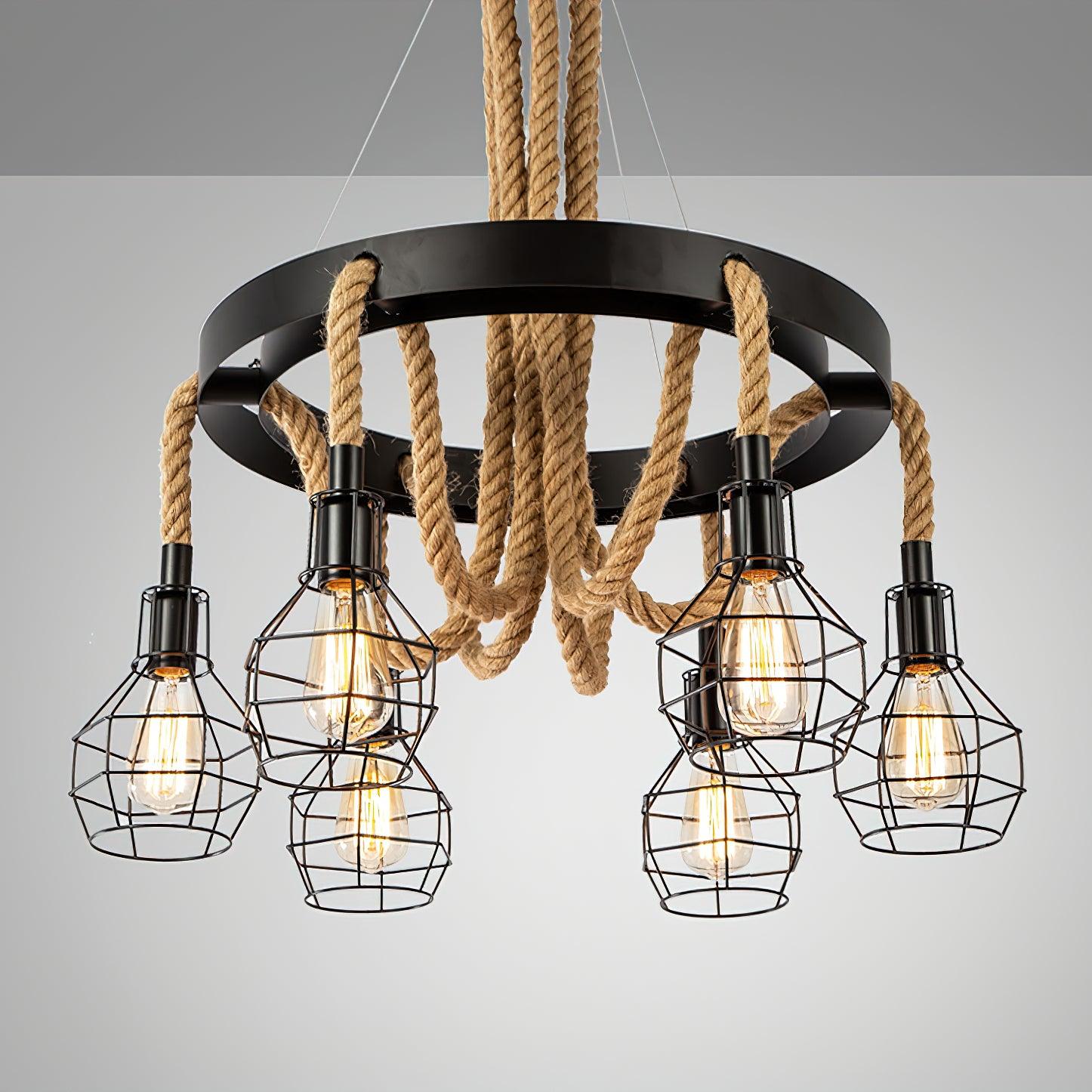 Hemp Rope Industrial Starfall Chandelier - Blowlighting
