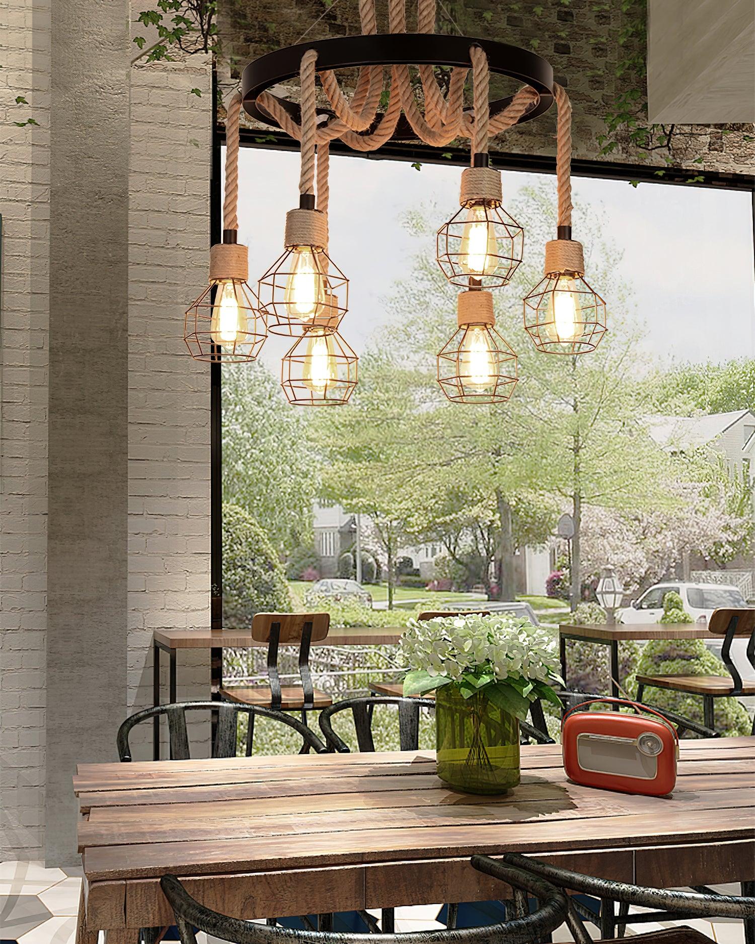 Hemp Rope Industrial Starfall Chandelier - Blowlighting