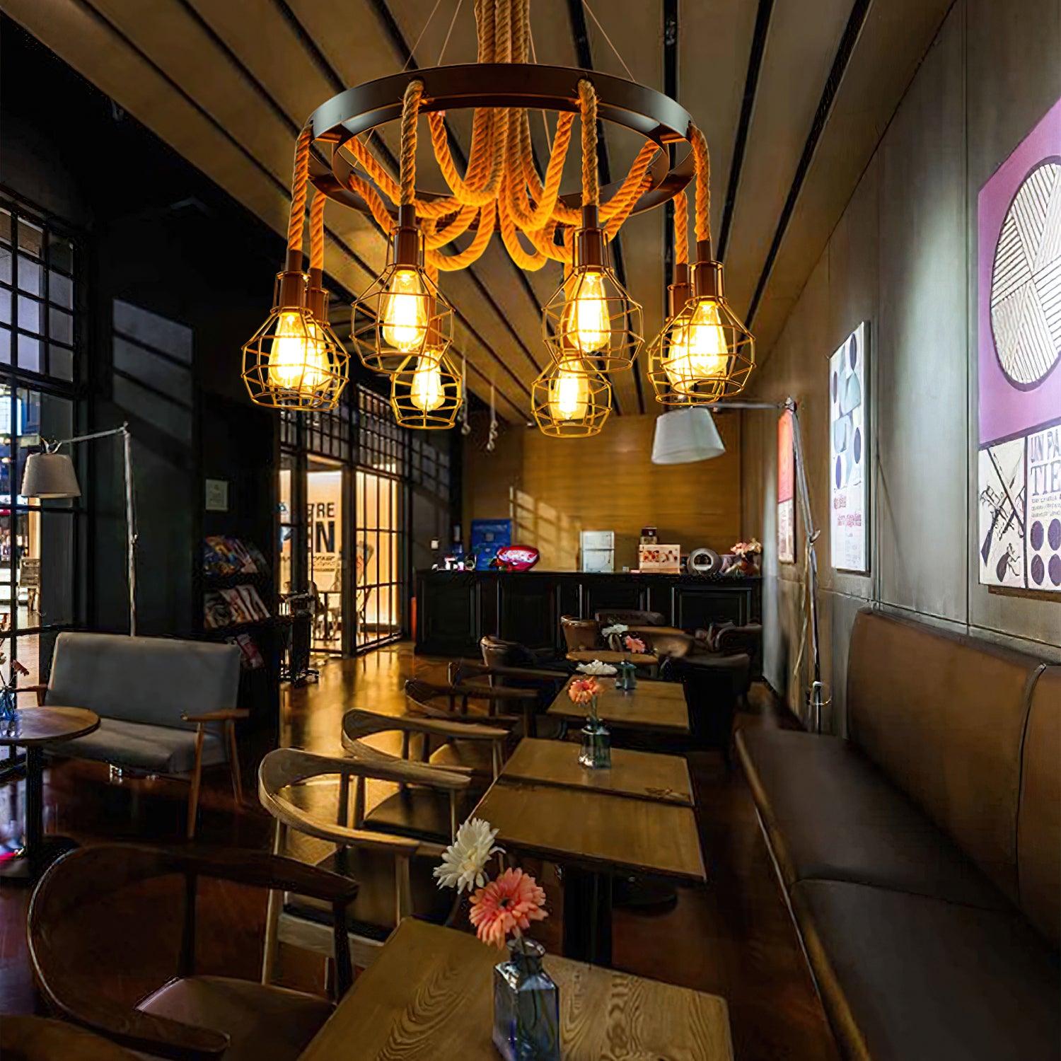 Hemp Rope Industrial Starfall Chandelier - Blowlighting