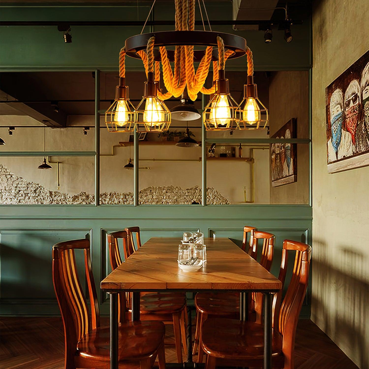 Hemp Rope Industrial Starfall Chandelier - Blowlighting