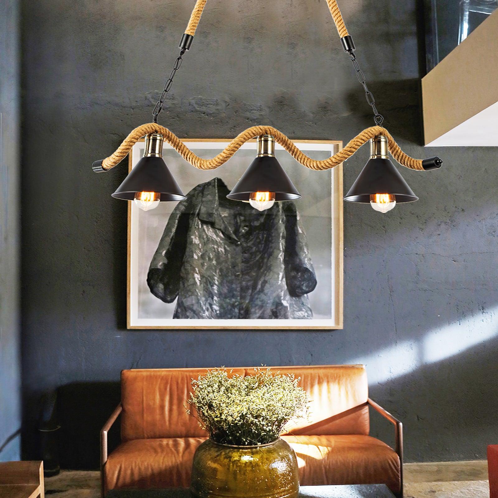 Hemp Rope Industrial Wave Chandelier - Blowlighting
