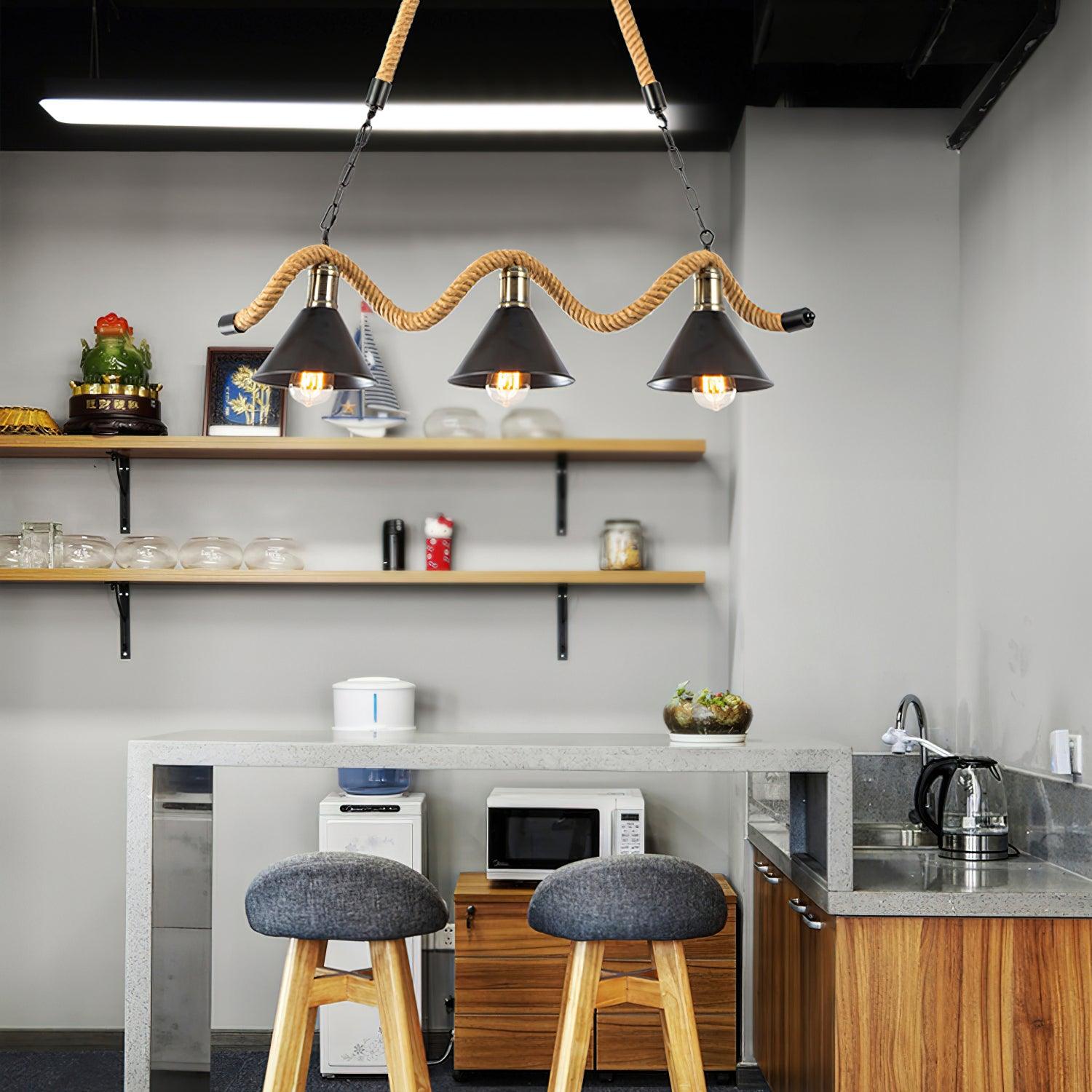 Hemp Rope Industrial Wave Chandelier - Blowlighting