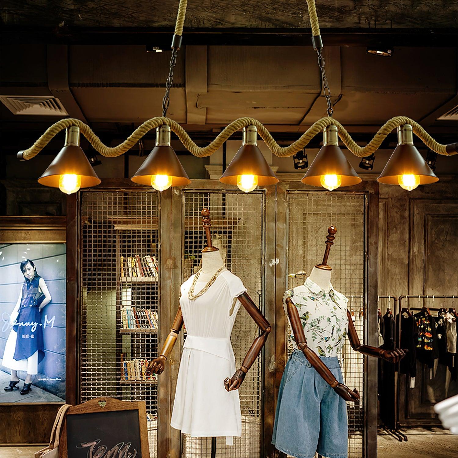 Hemp Rope Industrial Wave Chandelier - Blowlighting