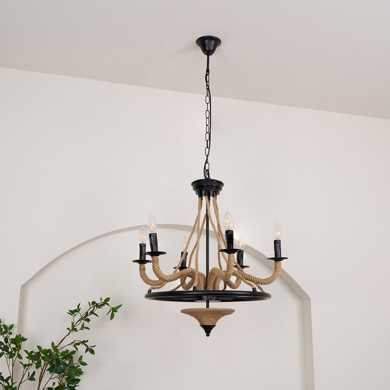 Hemp Rope Industrial Large Wheel Chandelier - Blowlighting