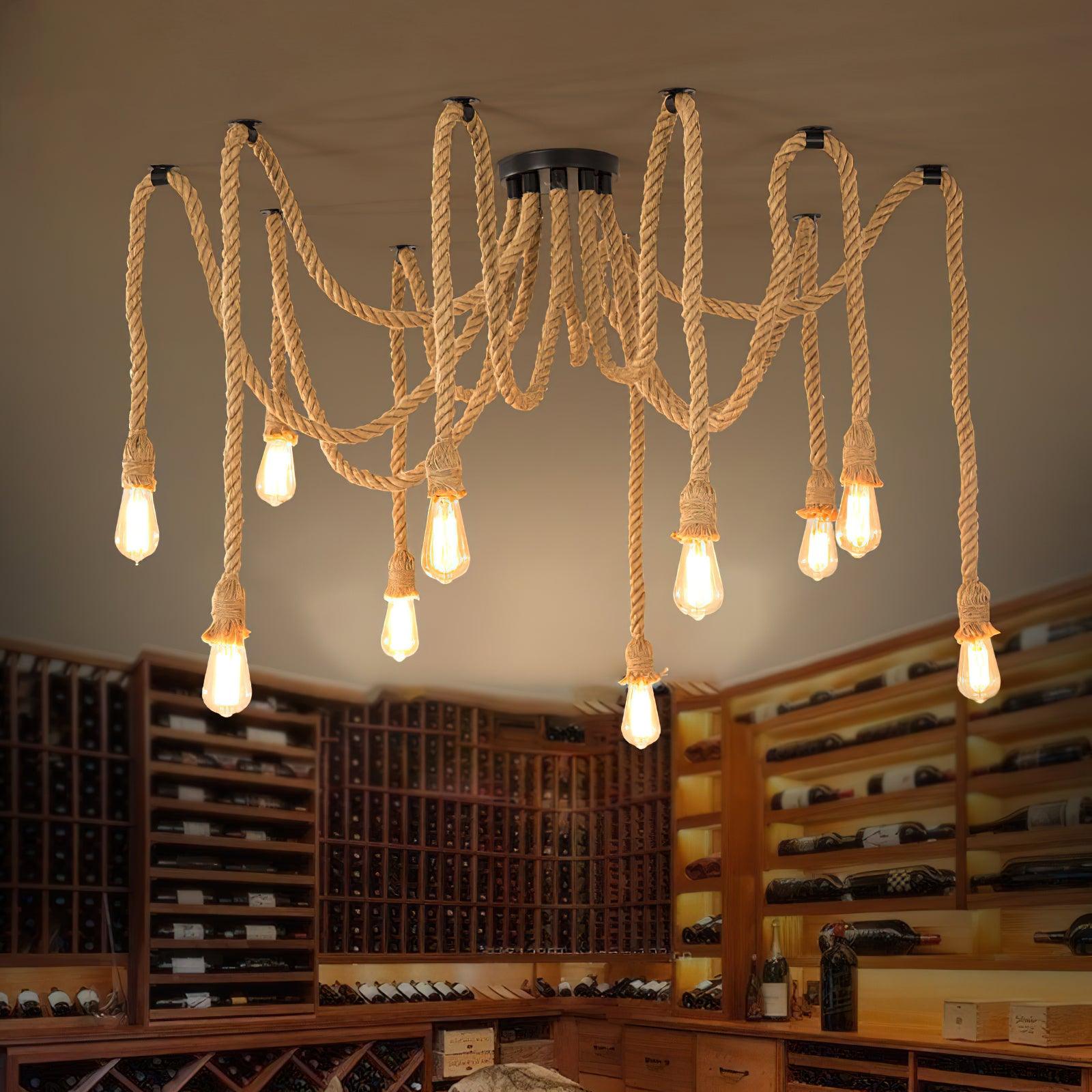 Hemp Rope Scattered Flower Chandelier - Blowlighting
