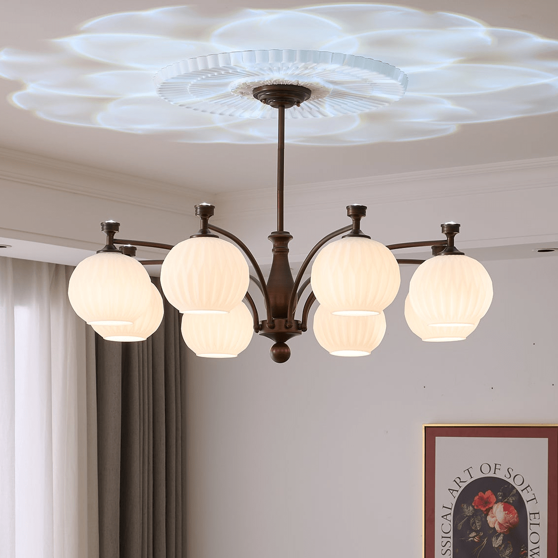 Aurora Chandelier Orb Frosted Vintage - Blowlighting