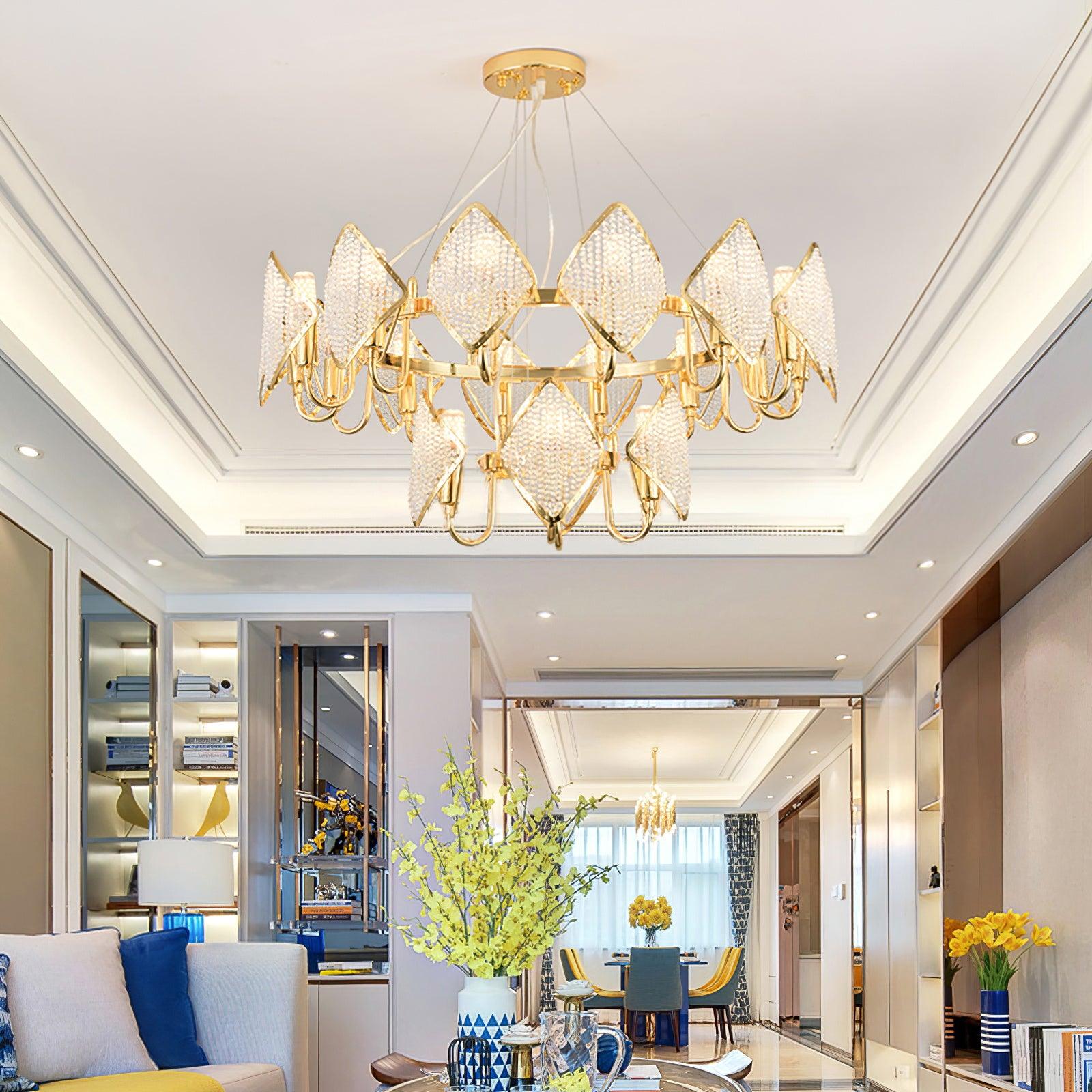 Aurora Chandelier Crystal Leaf Double-Tier - Blowlighting