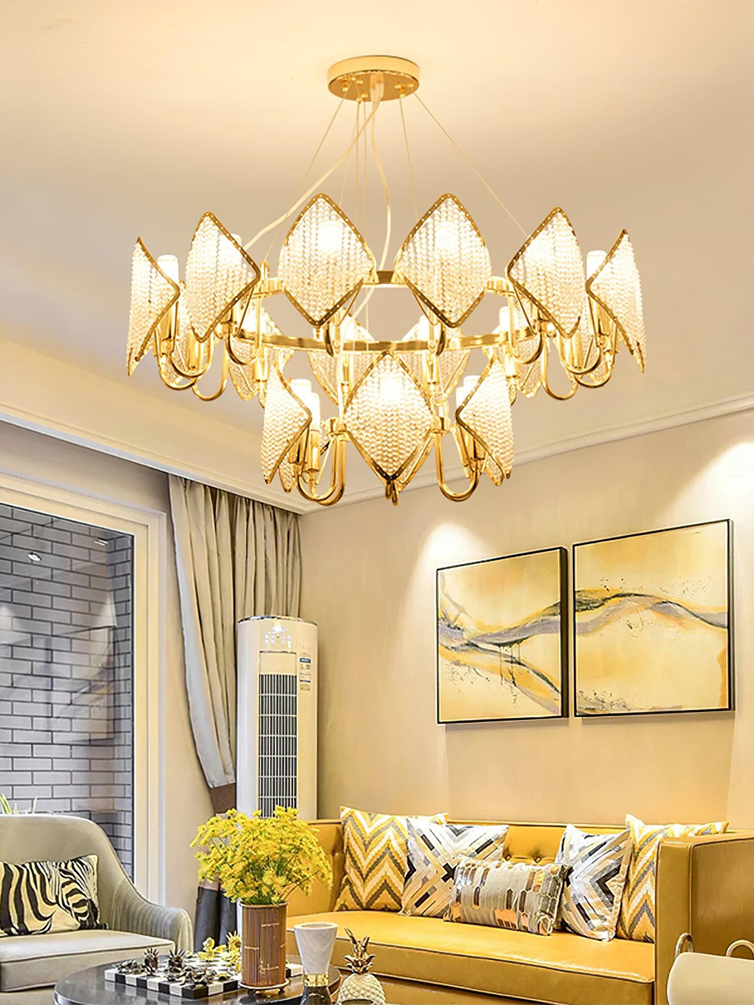 Aurora Chandelier Crystal Leaf Double-Tier - Blowlighting