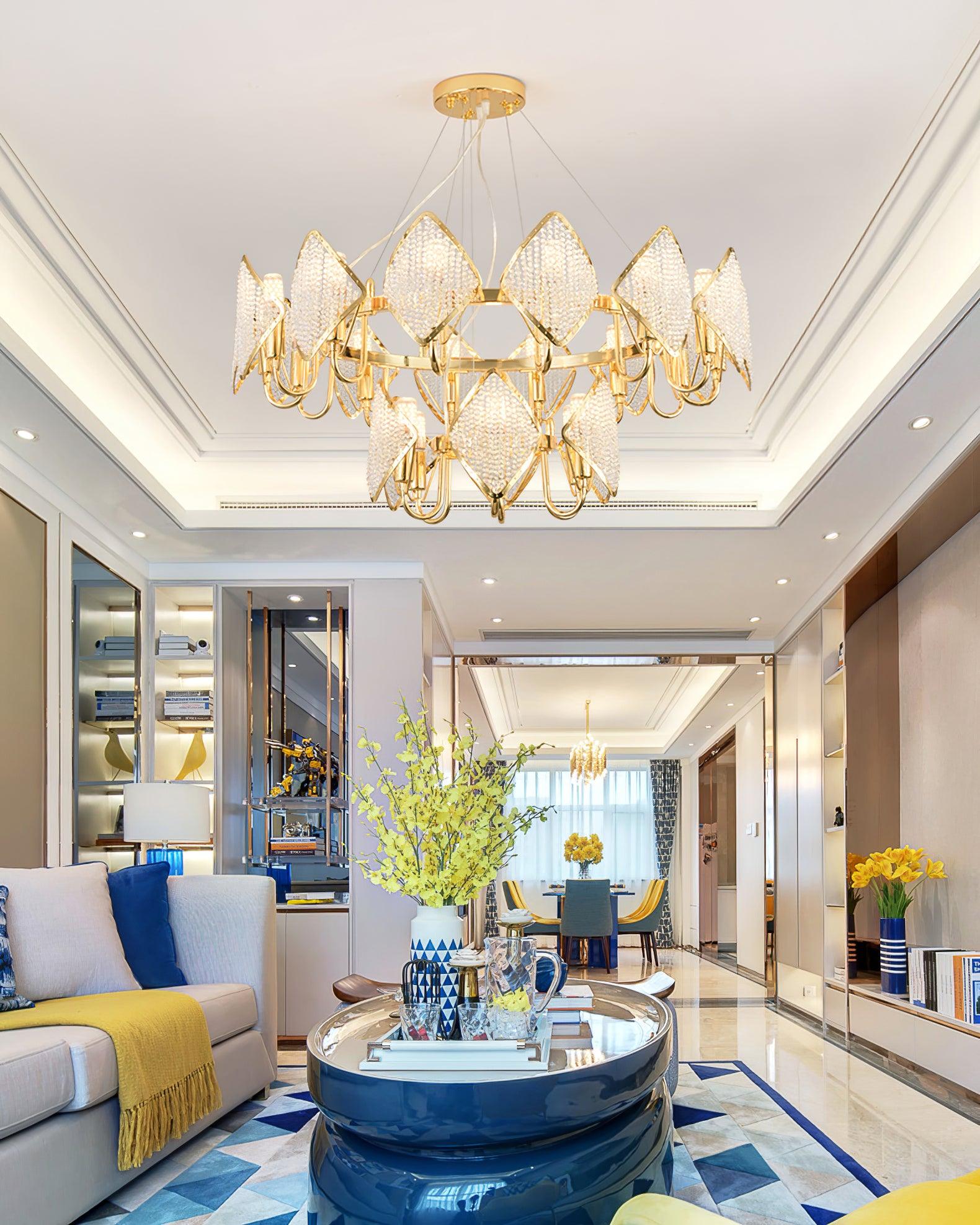 Aurora Chandelier Crystal Leaf Double-Tier - Blowlighting