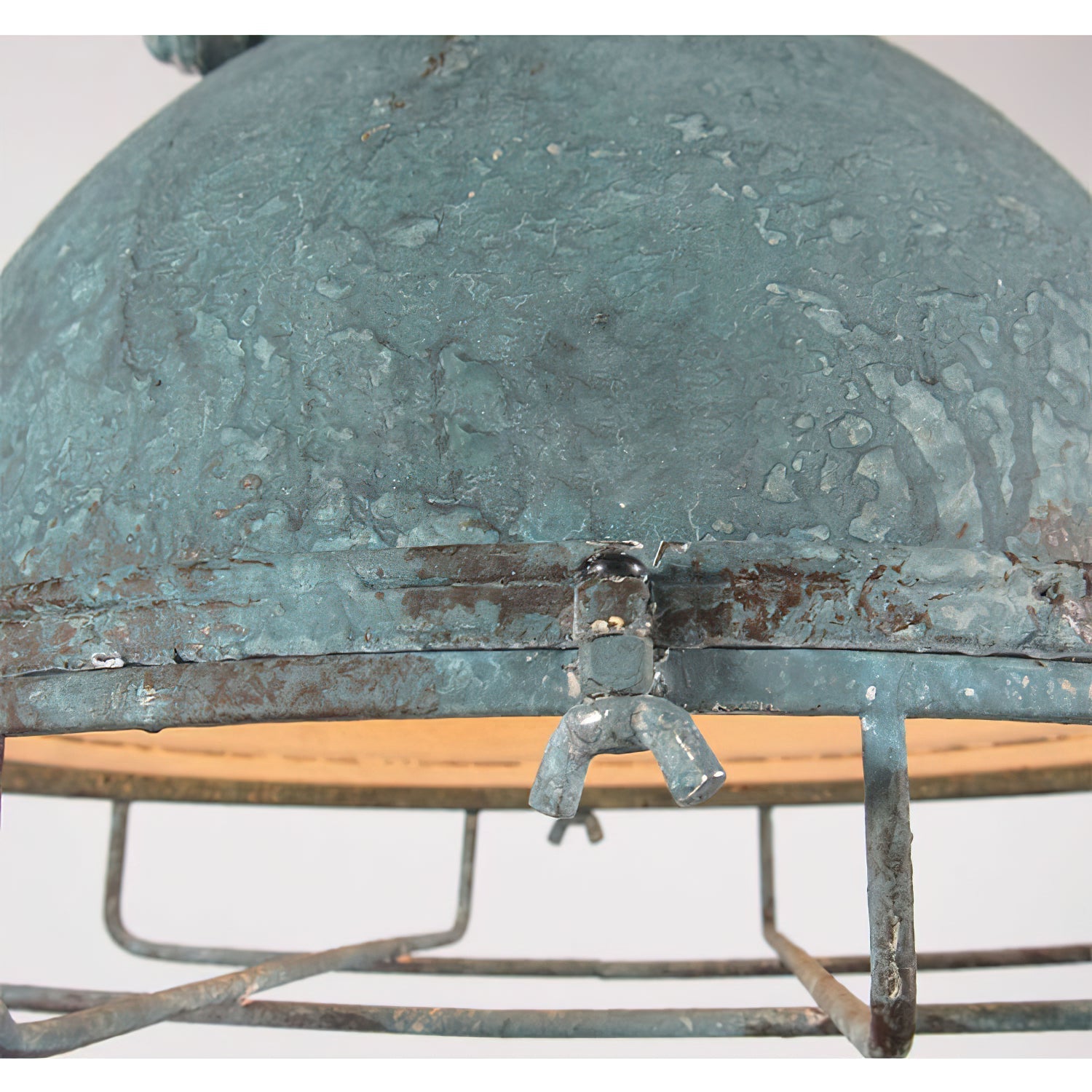 Hopedale Vintage Industrial Antique Green Metal Pendant Light - Lamp Copper