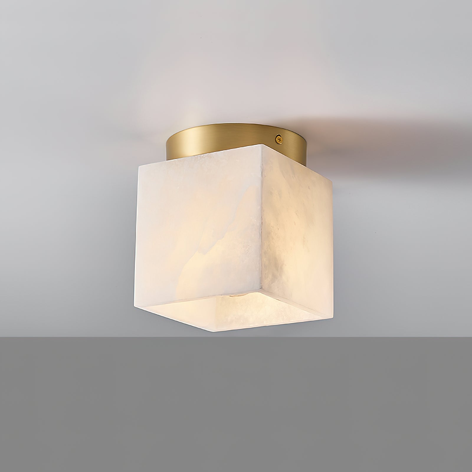Usilia Modern Minimalist Brass Alabaster Ceiling Light - Lamp Copper