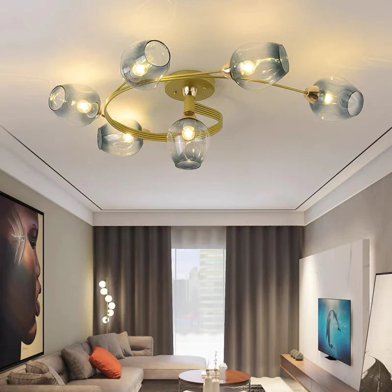 Valentina Moderno LED Spirale Plafoniere Metallo Vetro Nero/Oro Sala da Pranzo/Soggiorno/Camera da Letto