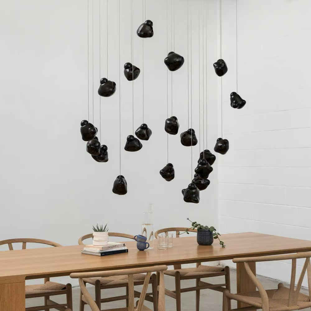 Vasilen Modern Minimalist Ice Pier Black Glass Pendant Lamp - Lamp Copper