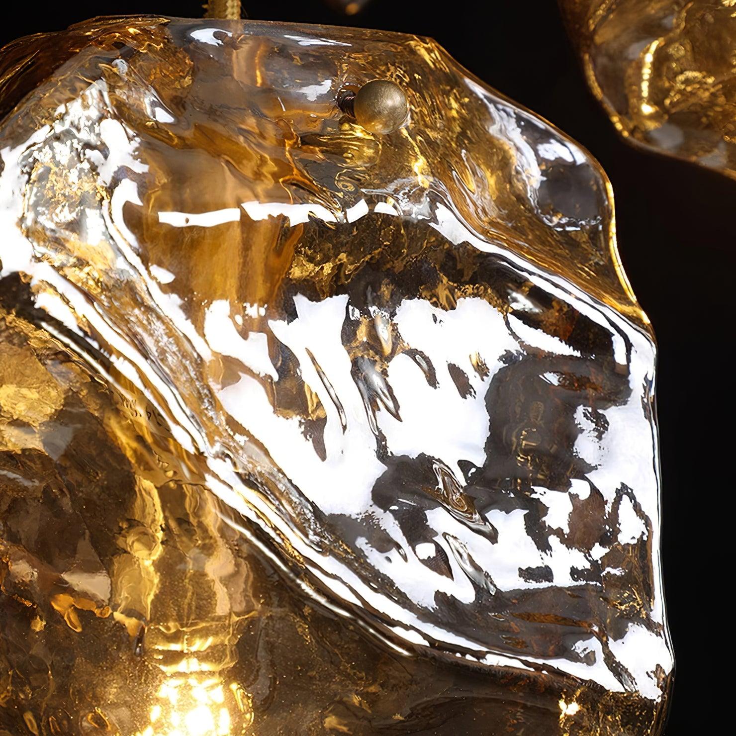 Aria Lampada a Sospensione in Vetro Ghiacciato con Finitura in Ottone
