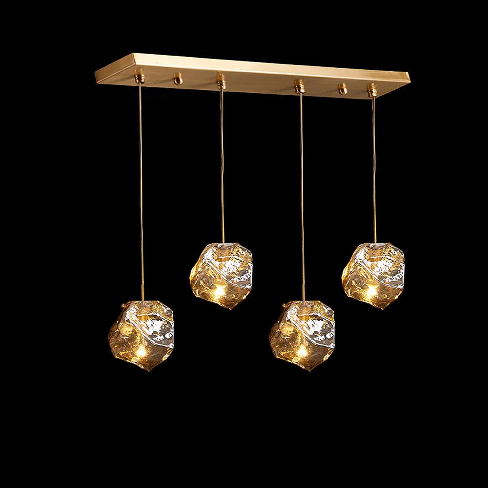 Aria Lampada a Sospensione in Vetro Ghiacciato con Finitura in Ottone