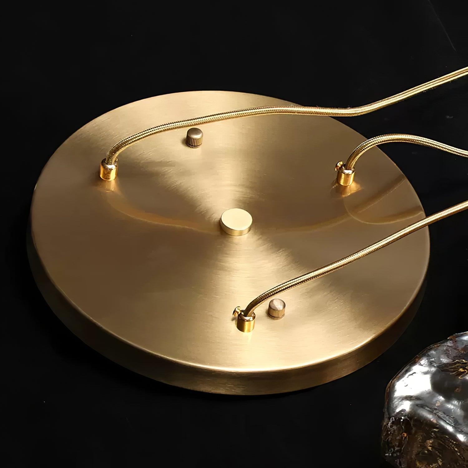 Aria Lampada a Sospensione in Vetro Ghiacciato con Finitura in Ottone