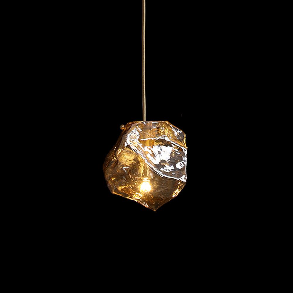 Aria Lampada a Sospensione in Vetro Ghiacciato con Finitura in Ottone