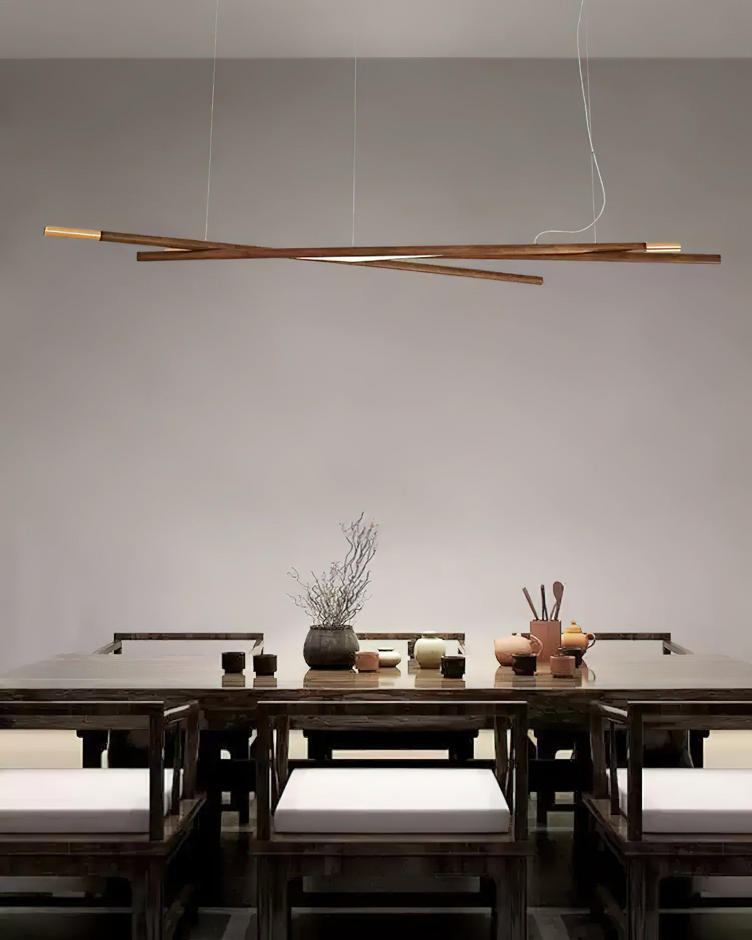 Aurora Chandelier Wooden Linear LED - Blowlighting