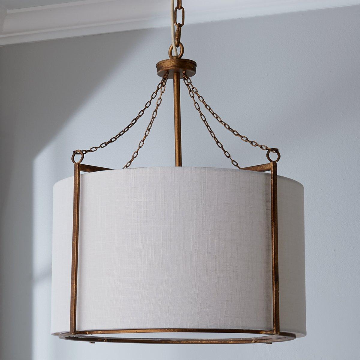 Ivloria Vintage Industrial Brass Fabric Chandelier - Lamp Copper