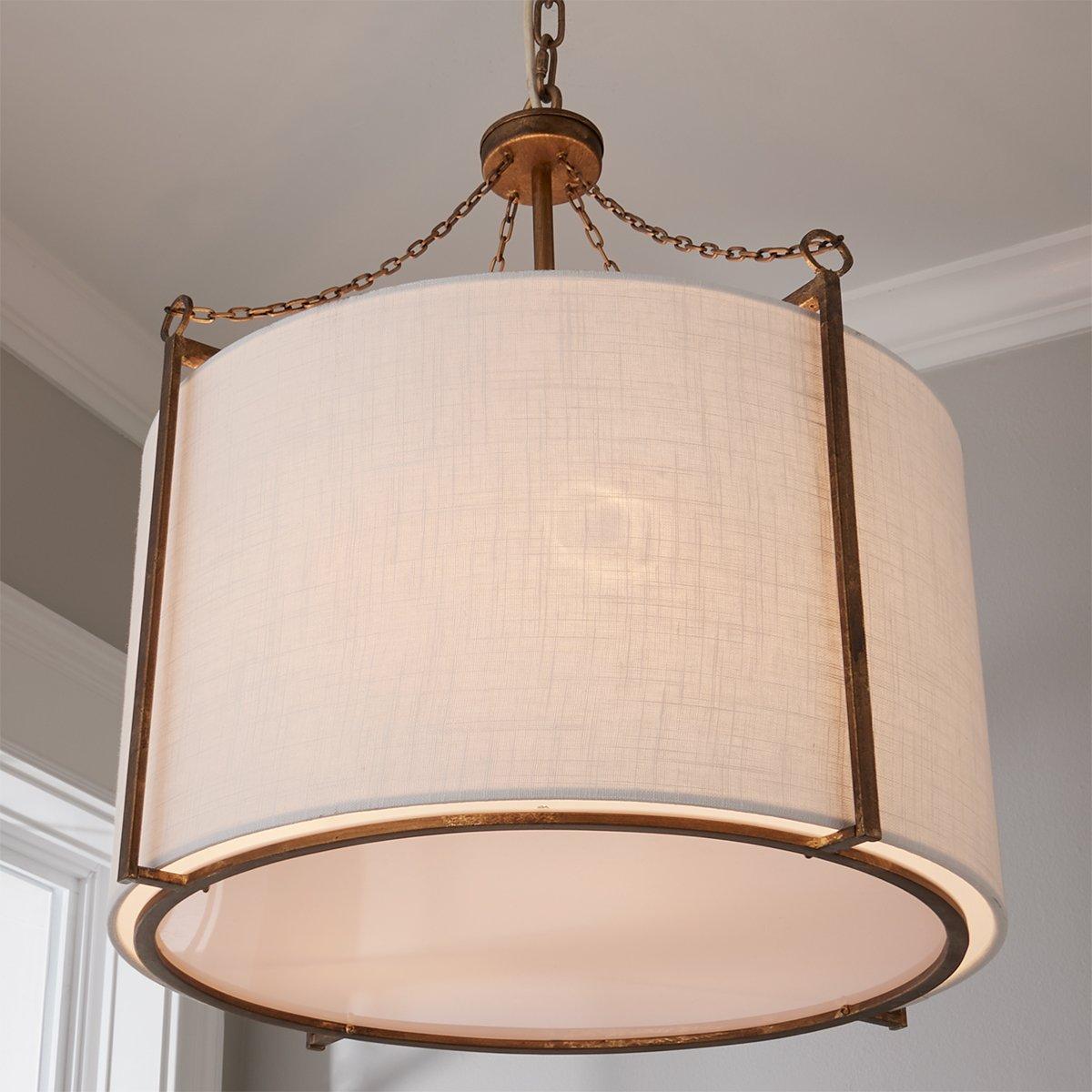 Ivloria Vintage Industrial Brass Fabric Chandelier - Lamp Copper