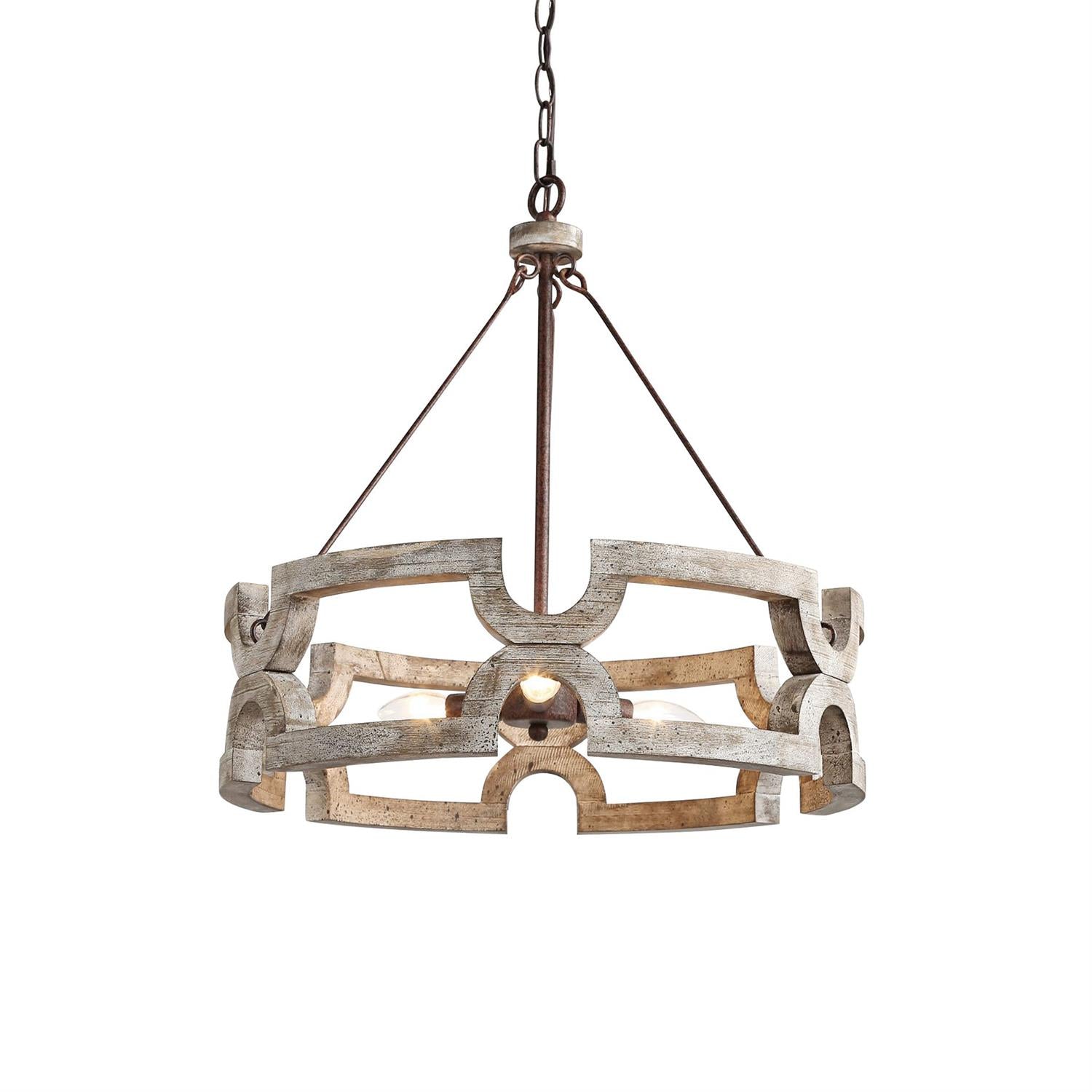 Muto Lampadario Vintage in Legno Colore Ruggine