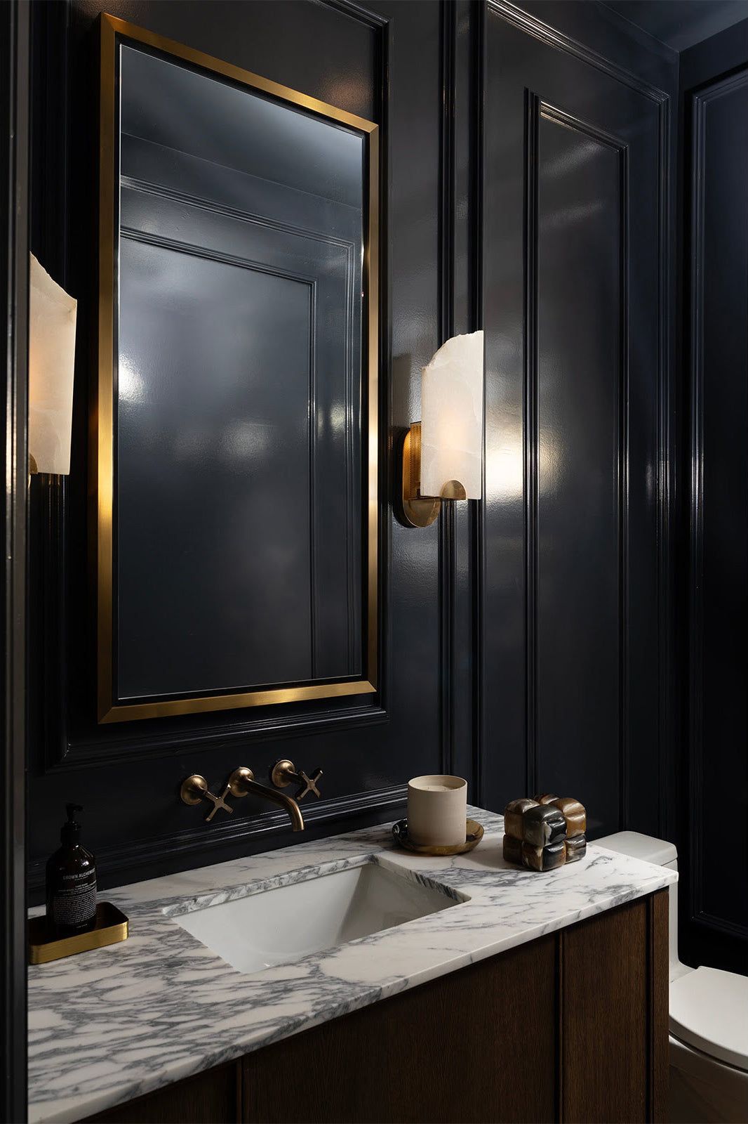 Olphaiel Modern Minimalist Brass Alabaster Wall Lamp - Lamp Copper