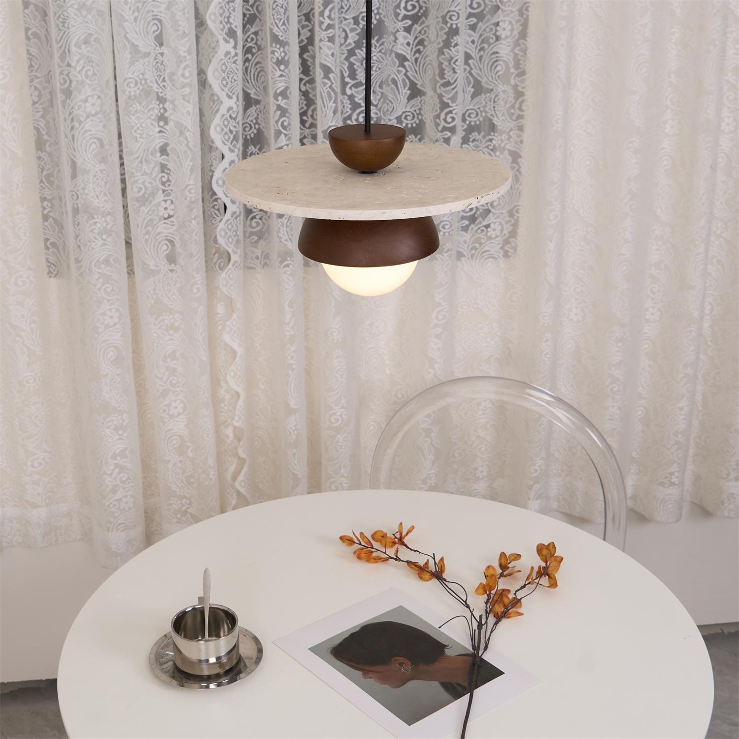 Ritta Pendant Light Glass Globe Travertine - Letslighting
