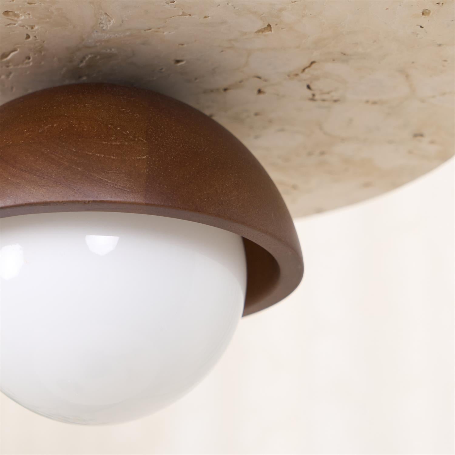Ritta Pendant Light Glass Globe Travertine - Letslighting