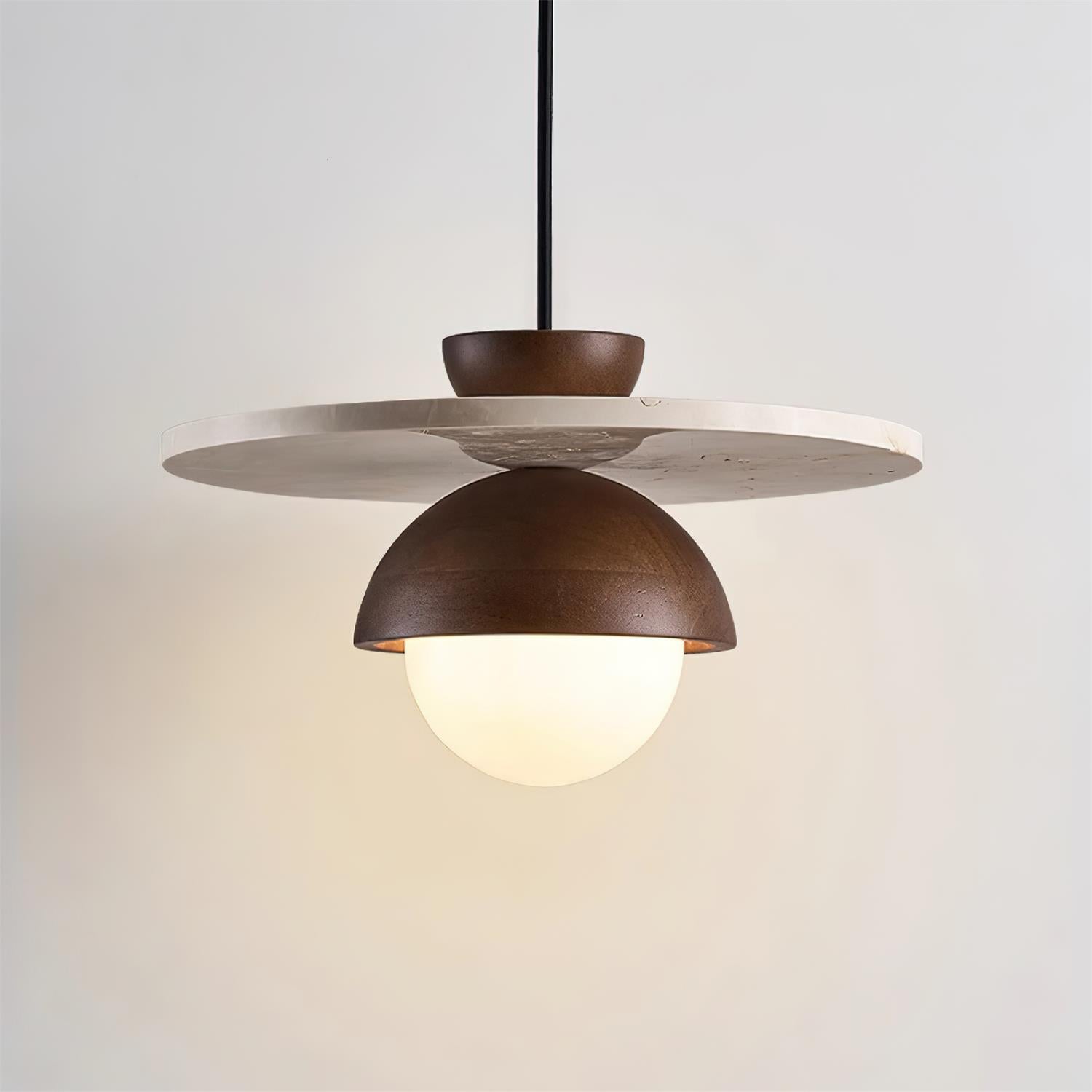 Ritta Pendant Light Glass Globe Travertine - Letslighting