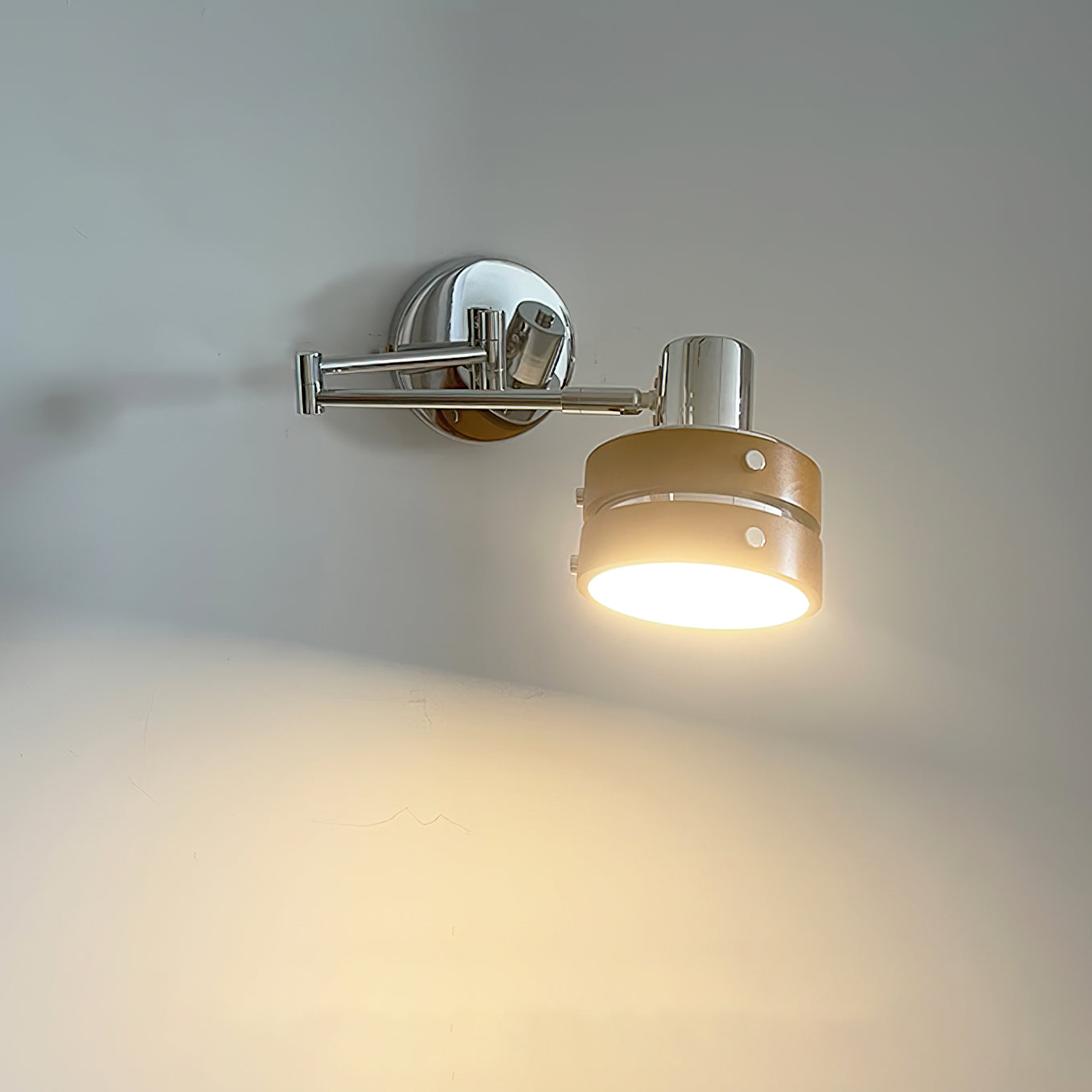 Wall Lamp Metal & Wood Barrel Shade Adjustable Mid-Century - Letslighting