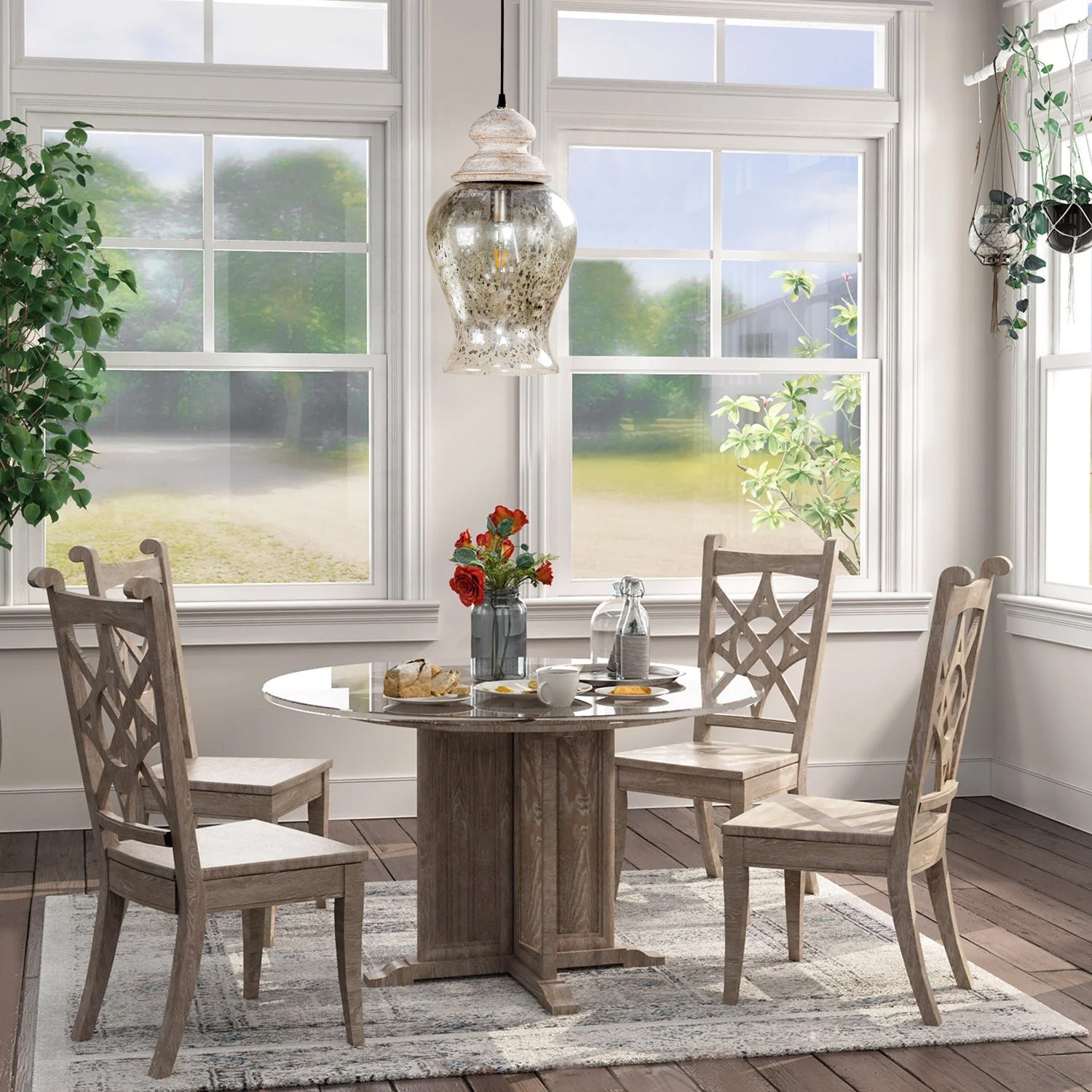 Ilvenel Vintage Industrial Wooden Glass Pendant Lamp - Lamp Copper