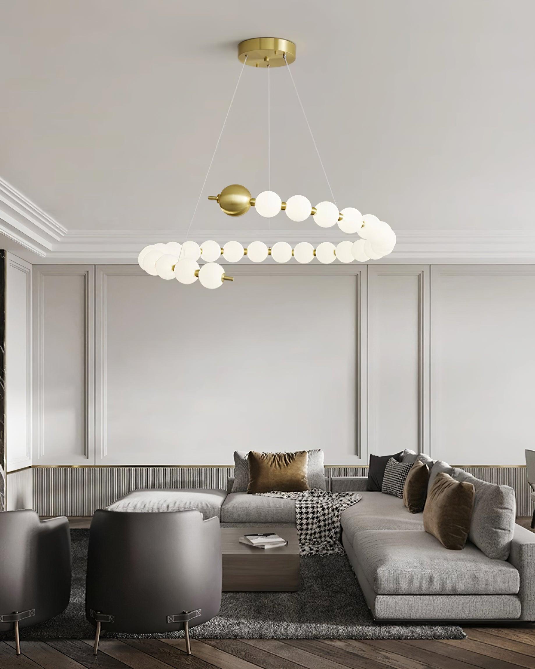 Chandelier Brass Ring Acrylic Spheres Modern Minimalist - Letslighting