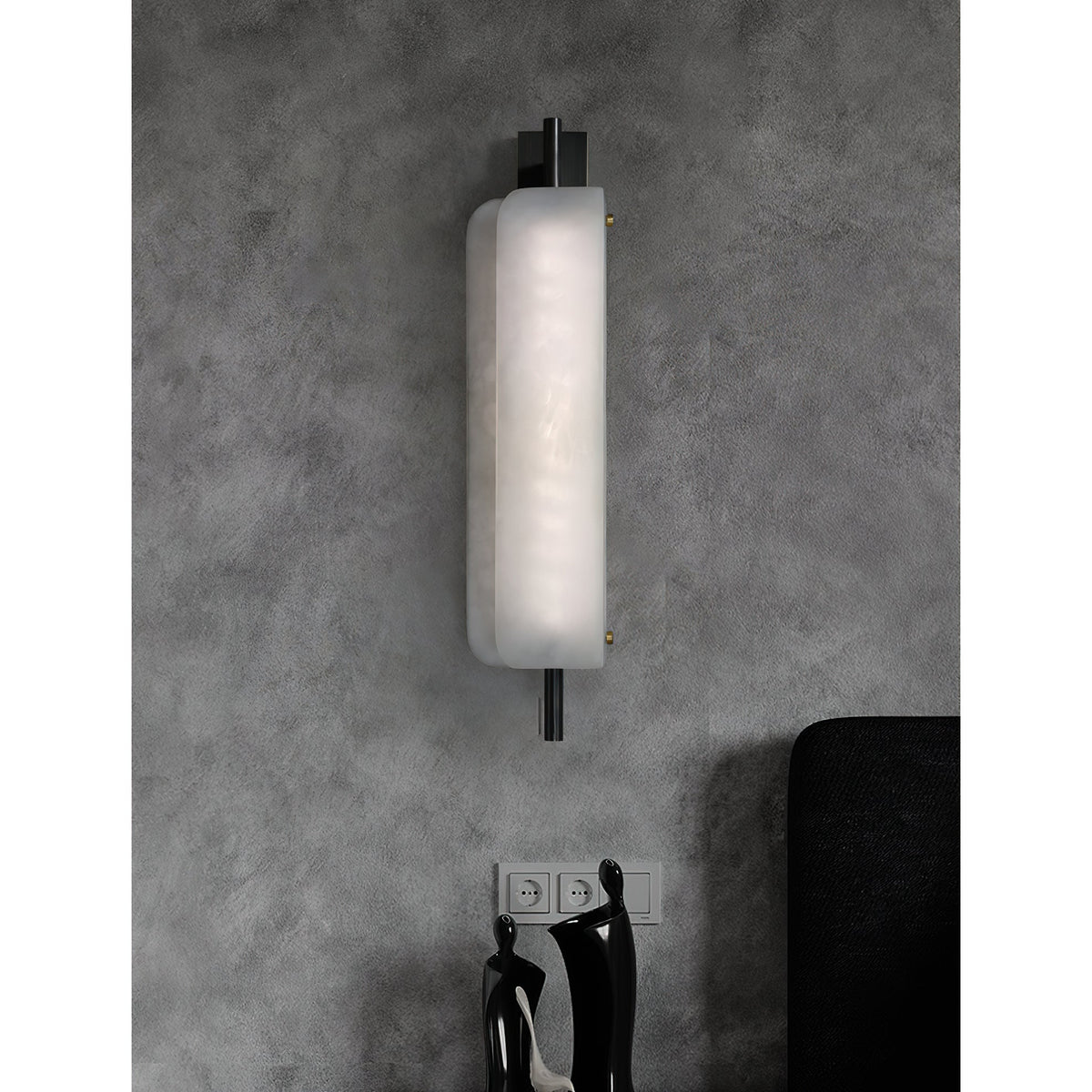Cenore Modern Minimalist White Alabaster Wall Lamp - Lamp Copper