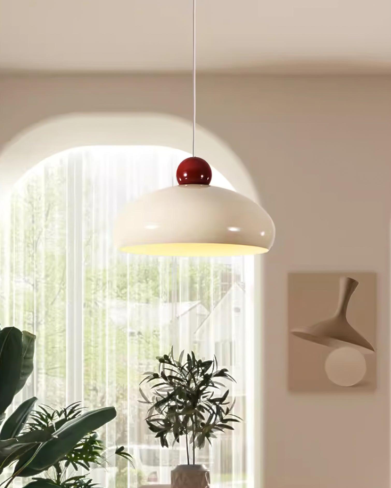 Pendant Light Dome Shade White Red - Letslighting