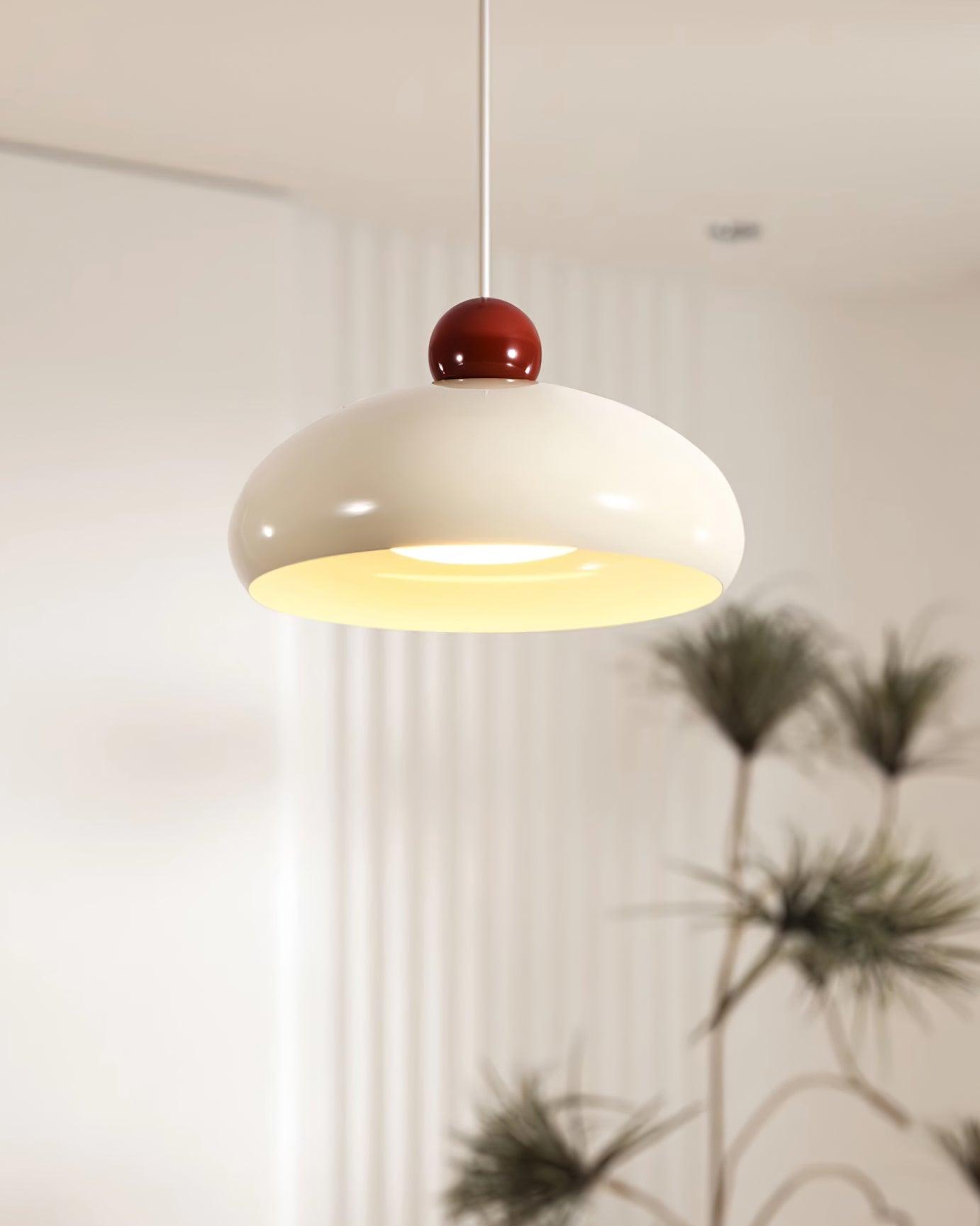 Pendant Light Dome Shade White Red - Letslighting