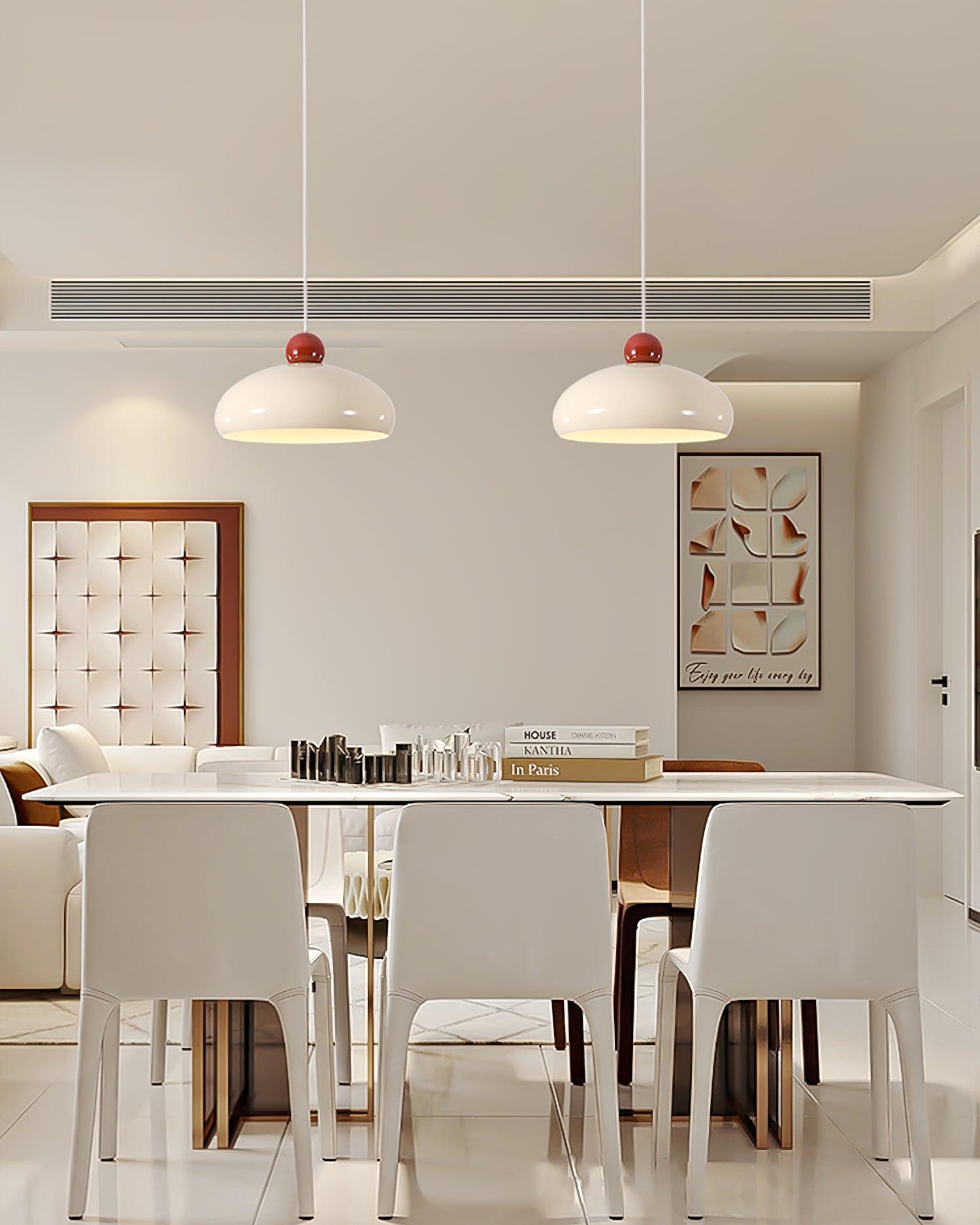 Pendant Light Dome Shade White Red - Letslighting