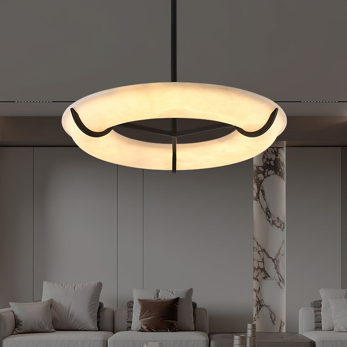 Eldorora Modern Minimalist Brass Alabaster Chandelier - Lamp Copper