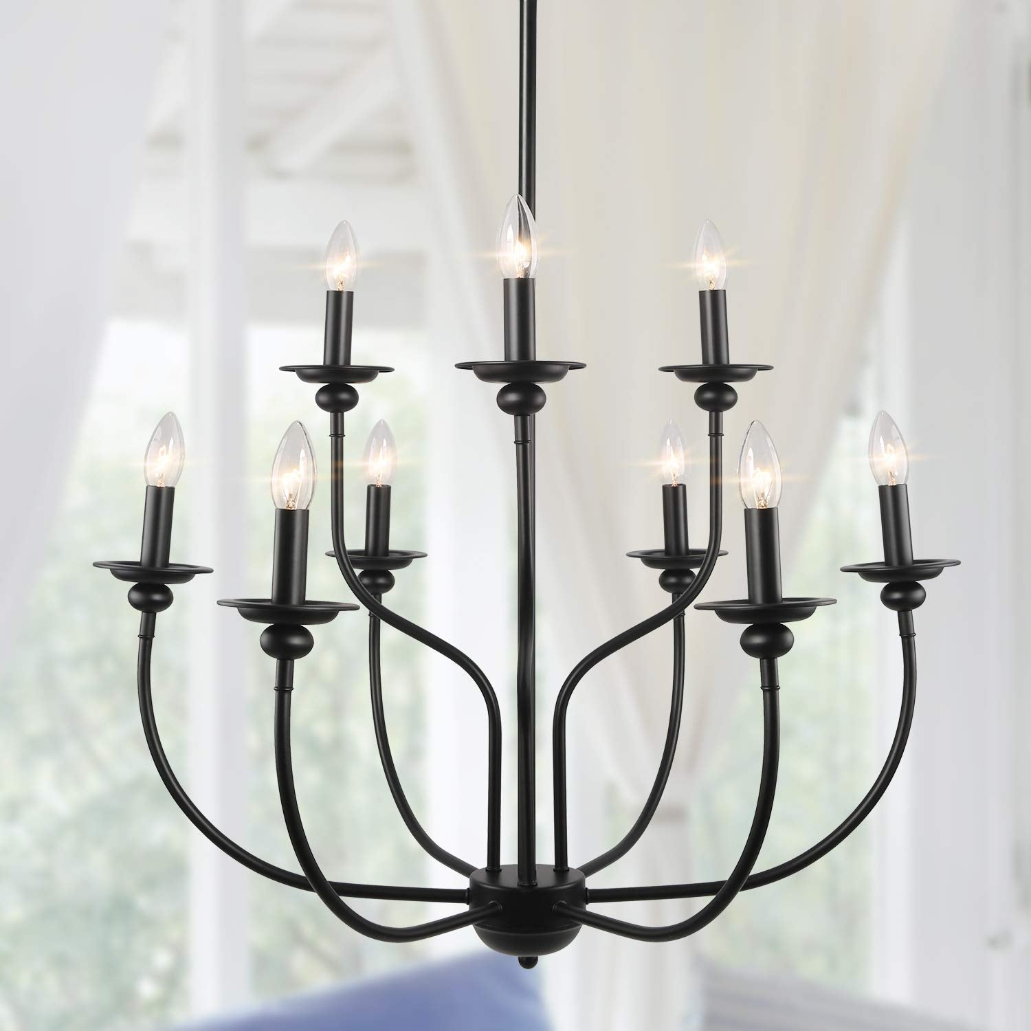 Silva Lampadari Moderno a LED in Metallo Nero per Camera da Letto e Soggiorno