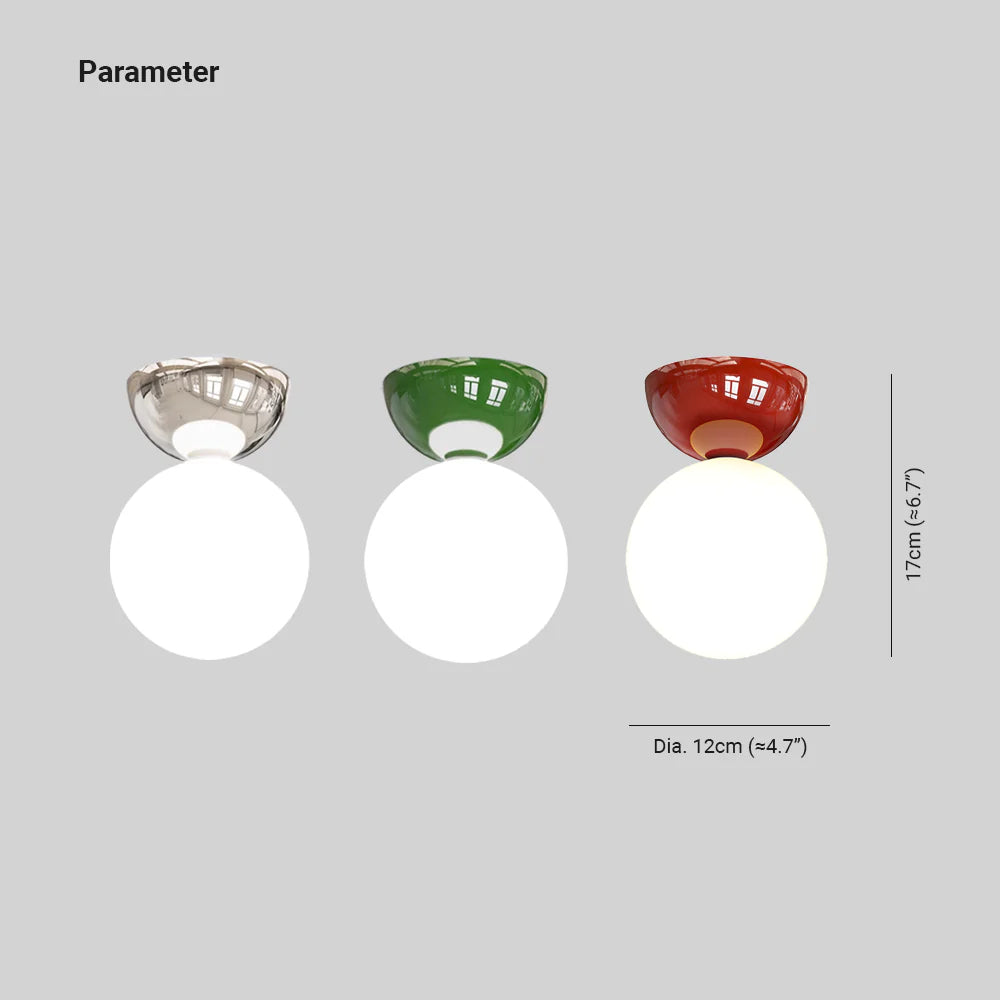 Valentina Vintage Metallo Vetro Plafoniera Rosso Verde Cromo