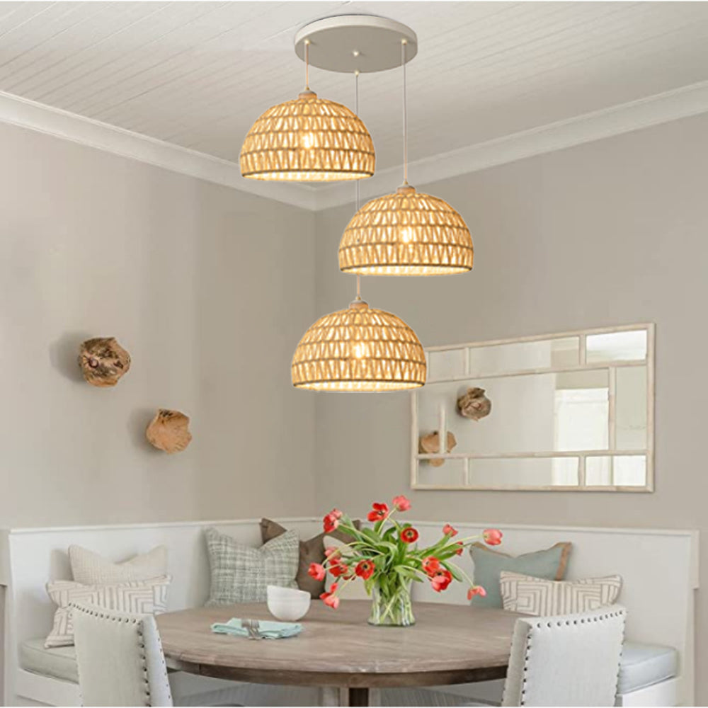 Arisha Retrò LED Legno Rattan Sospensione Camera da Letto Ristorante
