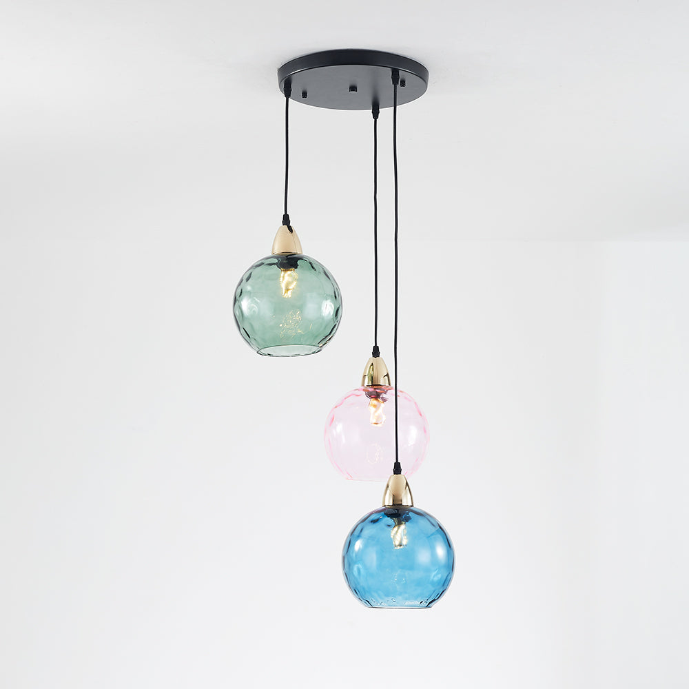 Valentina Design LED Lampada a Sospensione Vetro Ripple Acqua Variopinte Ciondolo Sfera Soggiorno/Camera da Letto