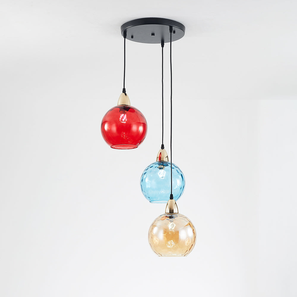 Valentina Design LED Lampada a Sospensione Vetro Ripple Acqua Variopinte Ciondolo Sfera Soggiorno/Camera da Letto