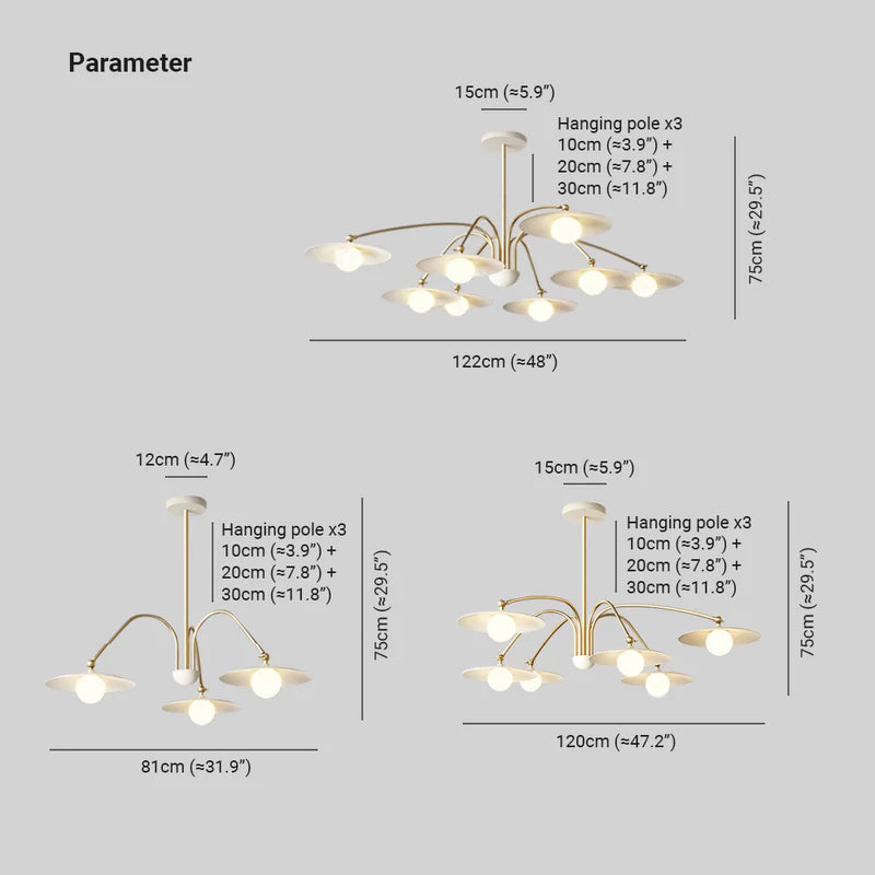 Arisha Design Mughetto LED Lampada a Sospensione Metallo Bianco/Oro Soggiorno/Camera da Letto